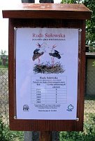 We wsi pod każdym gniazdem znalazła się tabliczka informująca o efektach lęgu zamieszkującej je bocianiej pary We wsi pod każdym gniazdem znalazła się tabliczka informująca o efektach lęgu zamieszkującej je bocianiej pary