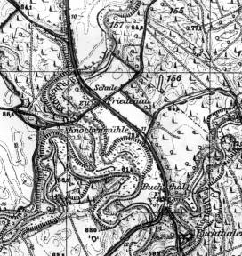 Okolice Midzyboru na mapie z 1930 r.