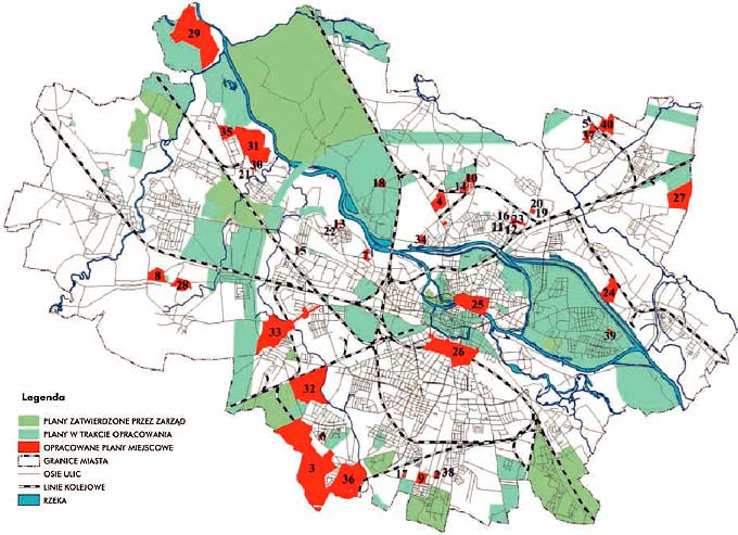 Miejscowe plany zagospodarowania przestrzennego we Wrocławiu opracowywane w latach 1998–2003 (źródło: Biuro Rozwoju Wrocławia)