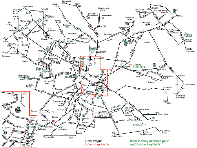 Schemat komunikacji autobusowej we Wrocawiu (rdo: ZDiK Wrocaw)